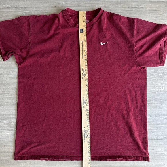 Vintage Nike T‎ Shirt Embroidered Swoosh Check Maroon Red Men’s Size 2XL XXL VTG - Picture 5 of 7